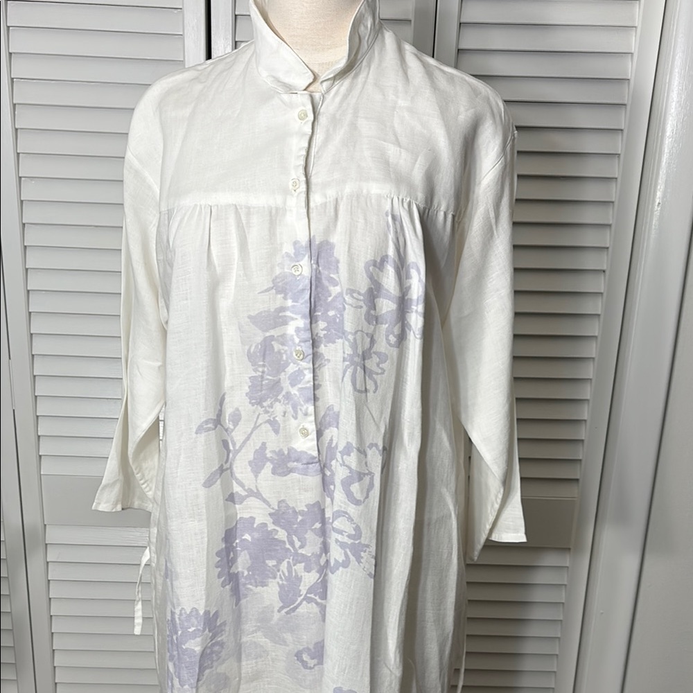 MARE White Tunic/Beach Coverup with Purple Floral Design Size M